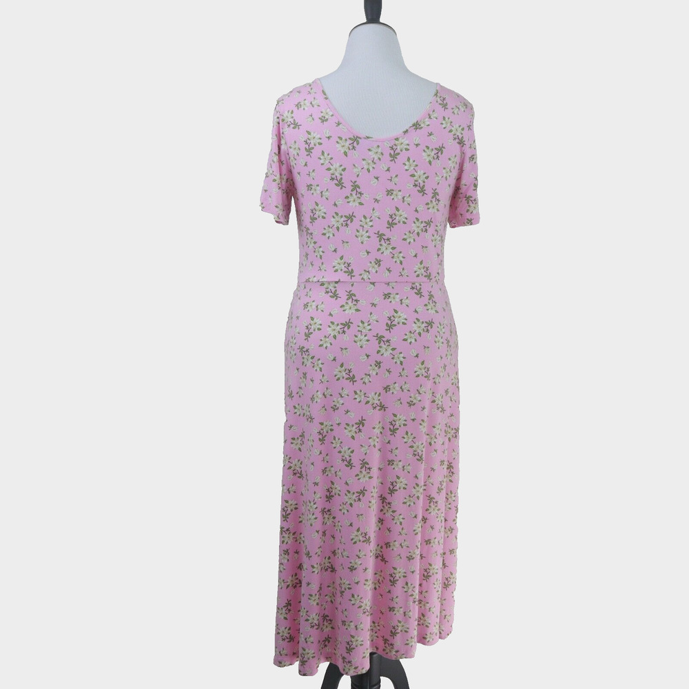 Draper James Size L Tammy Midi T-Shirt Dress Pink Magnolia Floral - Picture 5 of 9